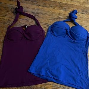 Rare Victoria's Secret Bombshell Padded Push Up Black and Blue Print Halter Top